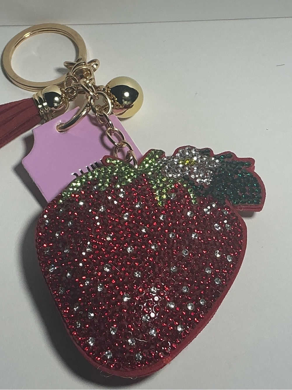 Sparkling Red Strawberry Bag Charm